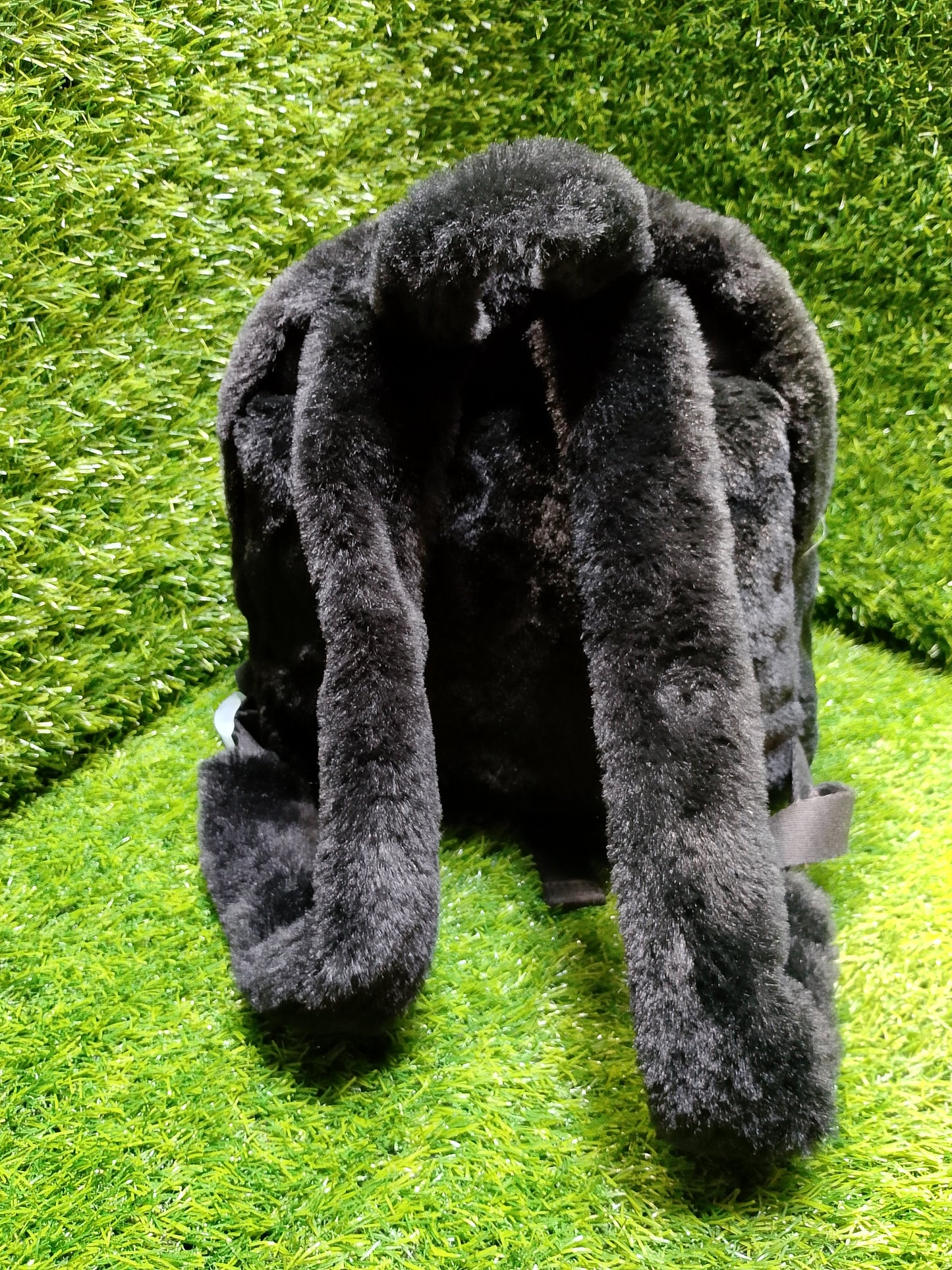 Women Faux Fur Backpack Fur Double Shoulder Bag Chain School