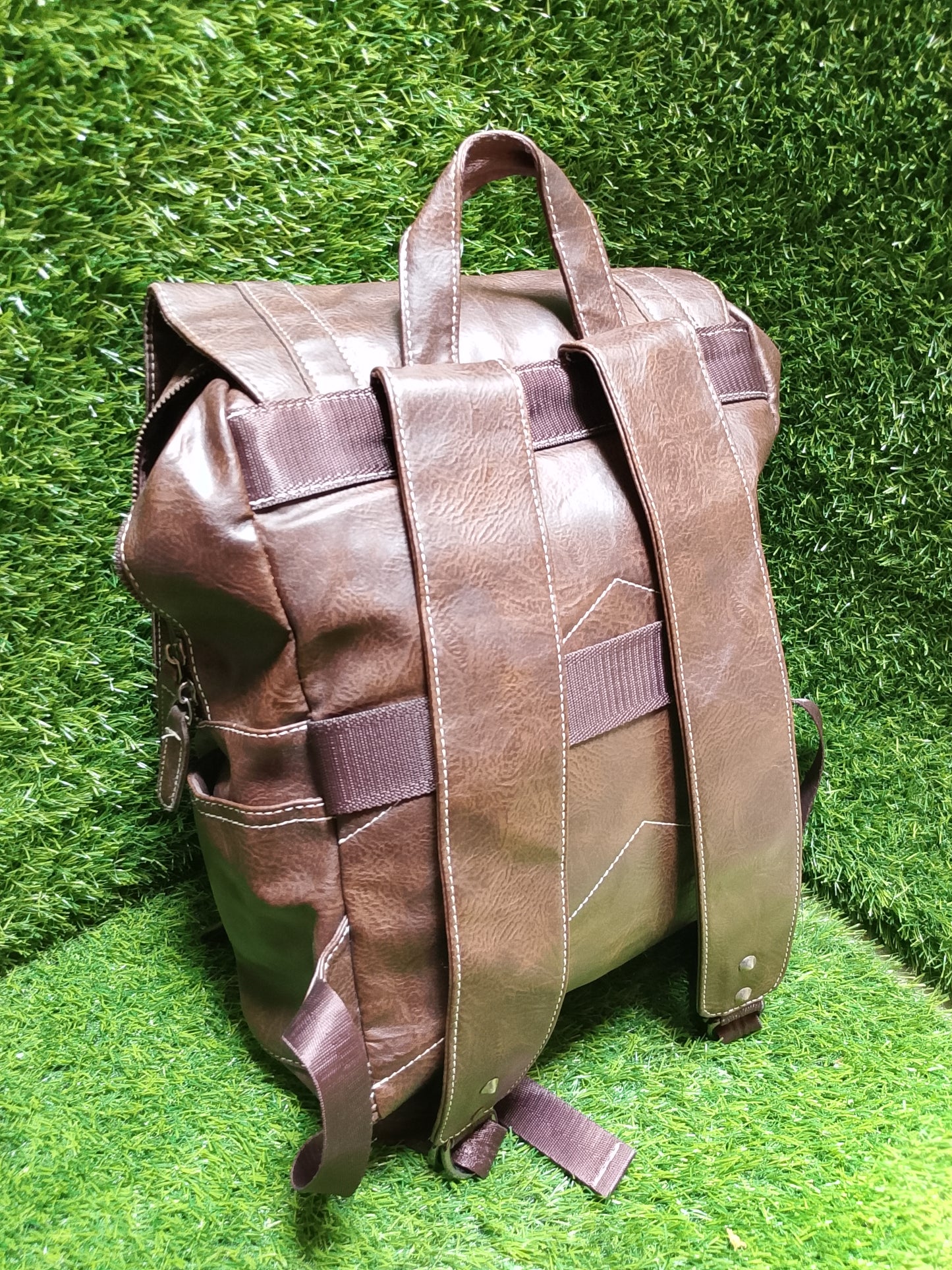 Vintage Large Capacity Men's Backpack PU Leather Preloved