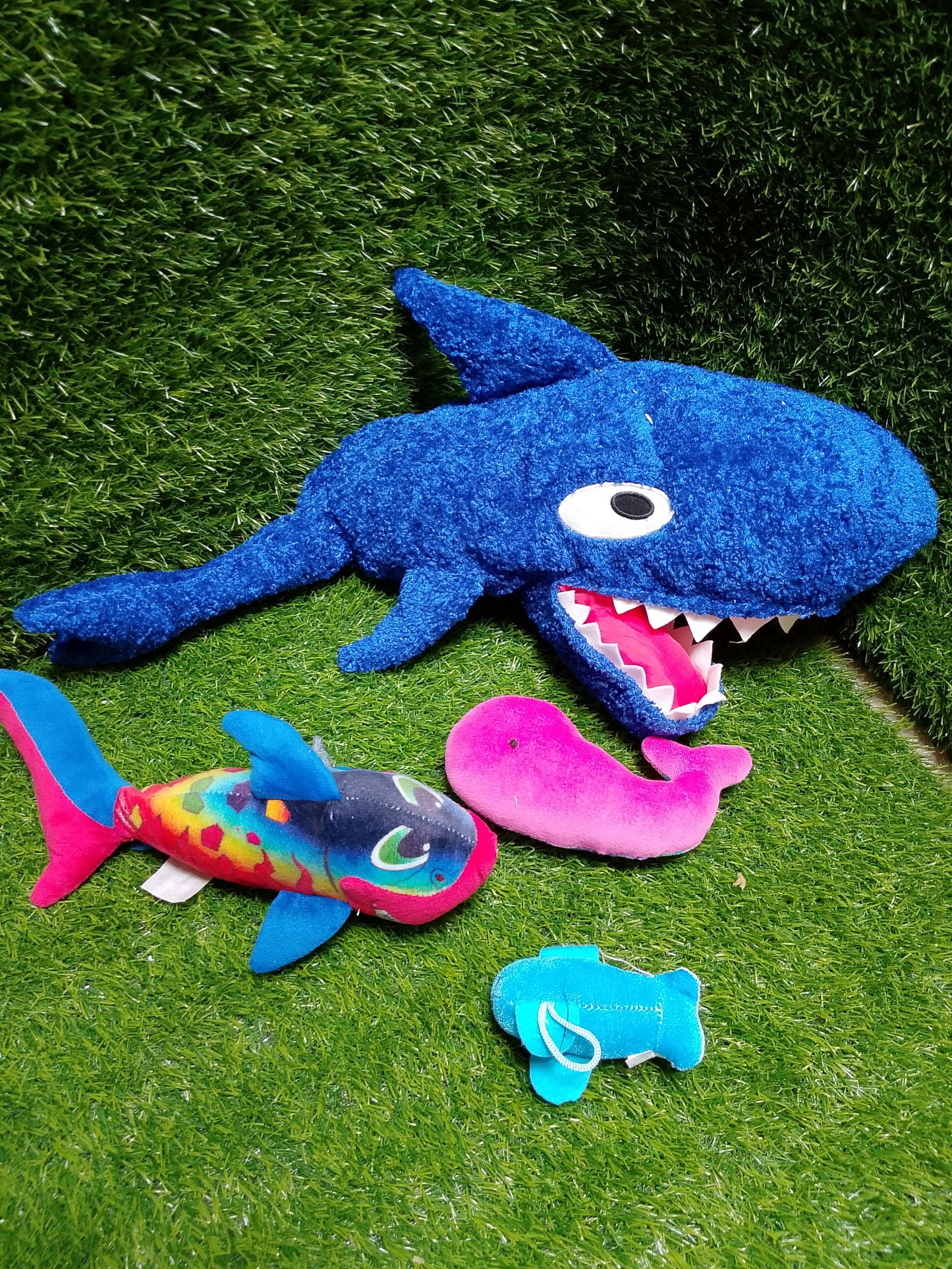 Ikea Shark Blue, set of 4, Preloved stuffed toys