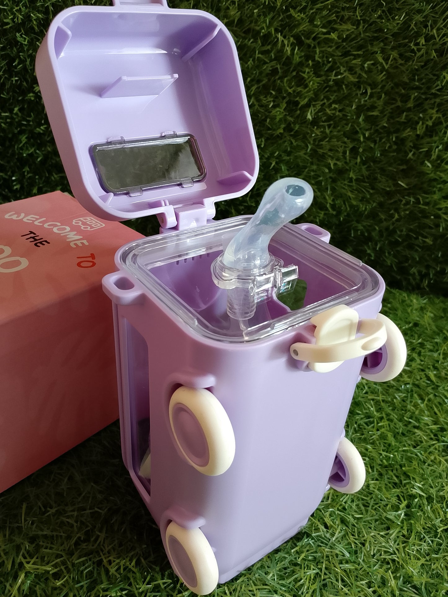 Kids Purple Bus-Shaped Water Bottle