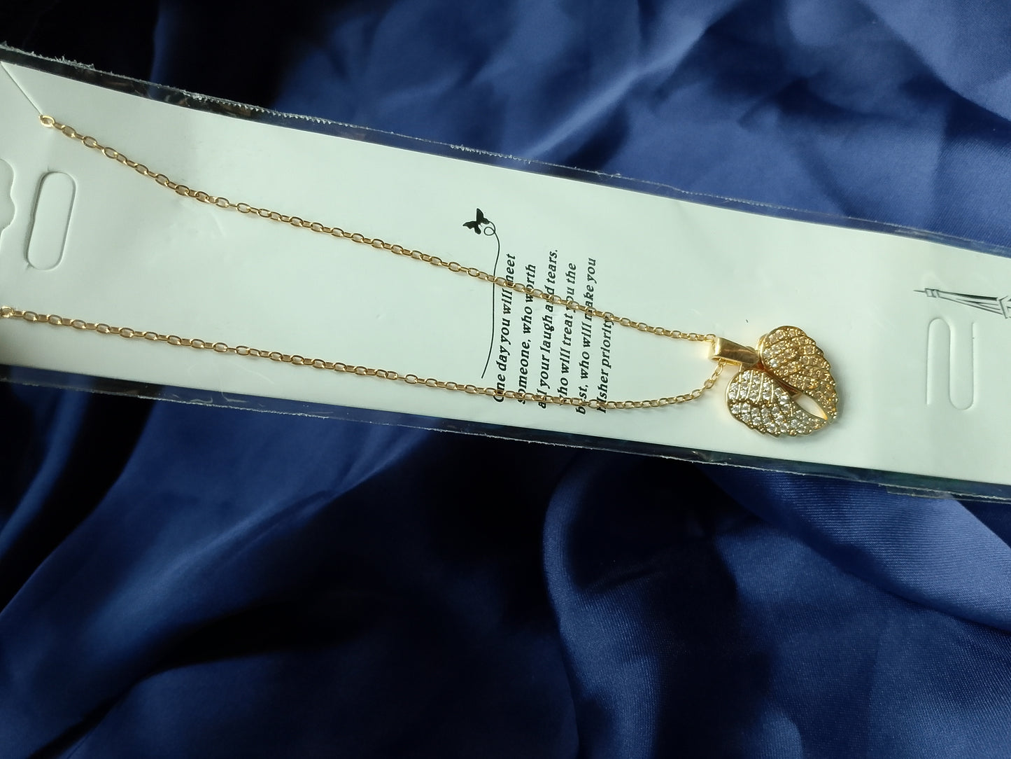 Golden Angel Wings Pendant Necklace