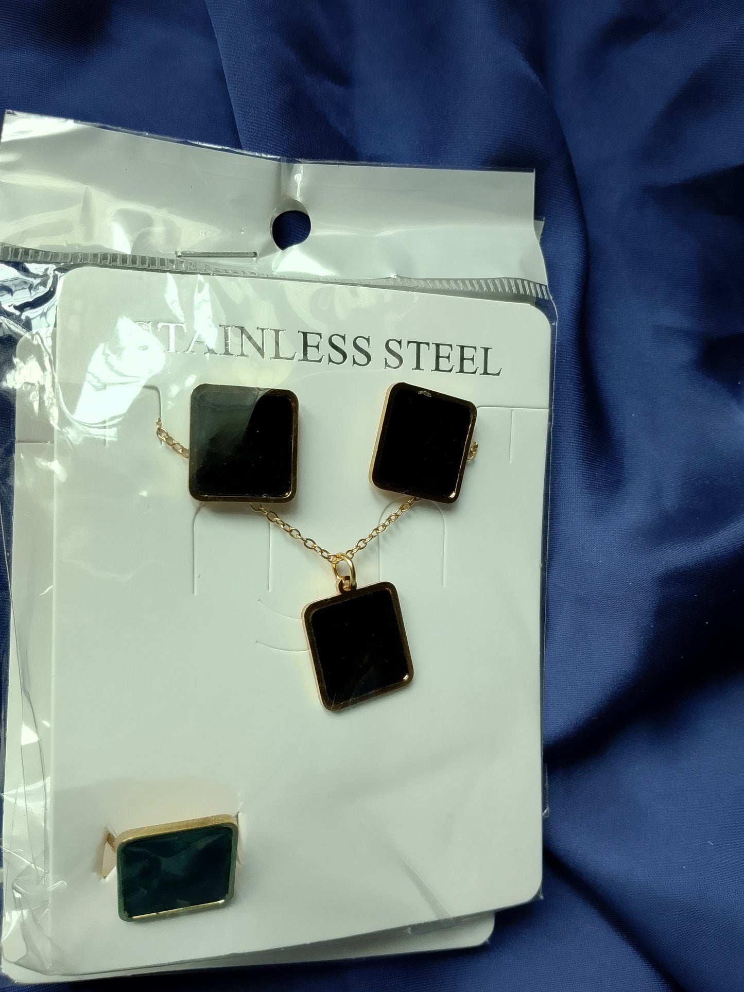 Modern Black Square Stainless Steel 3-Piece Jewelry Set