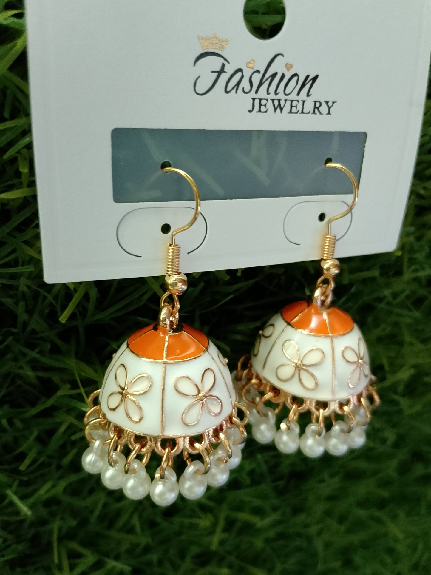 Elegant Floral Jhumka Earrings with Pearl Tassels
