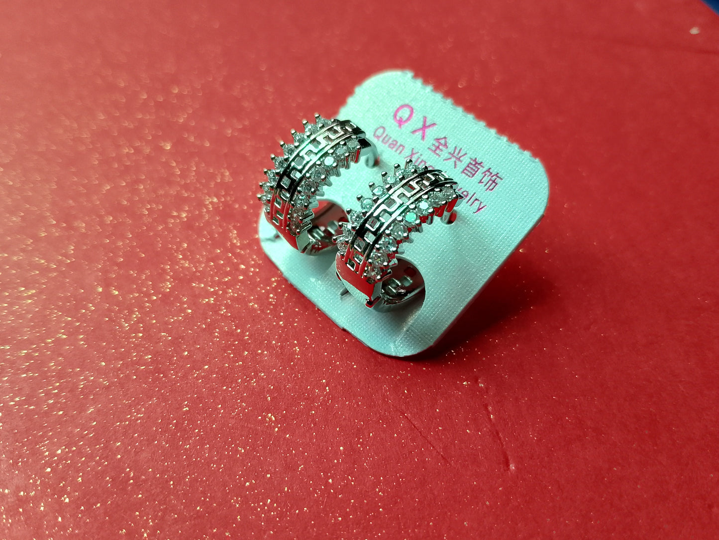 Classic Hoop-Style Earrings with Crystal Accents