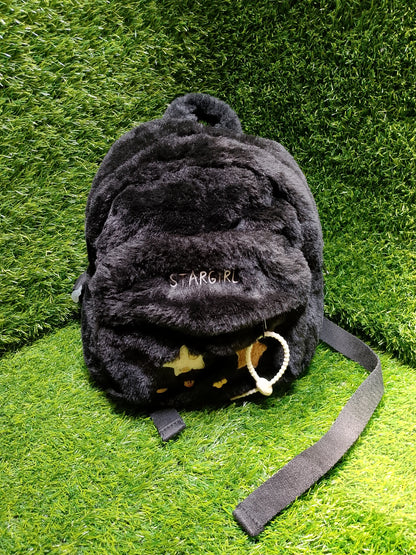 Women Faux Fur Backpack Fur Double Shoulder Bag Chain School