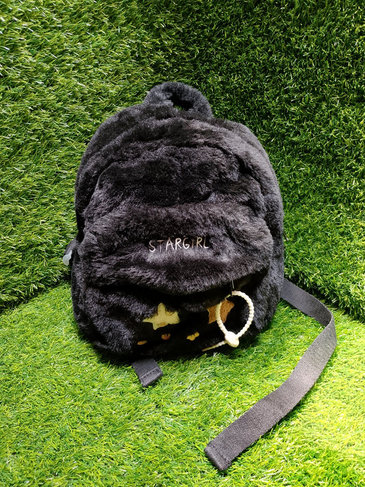 Women Faux Fur Backpack Fur Double Shoulder Bag Chain School