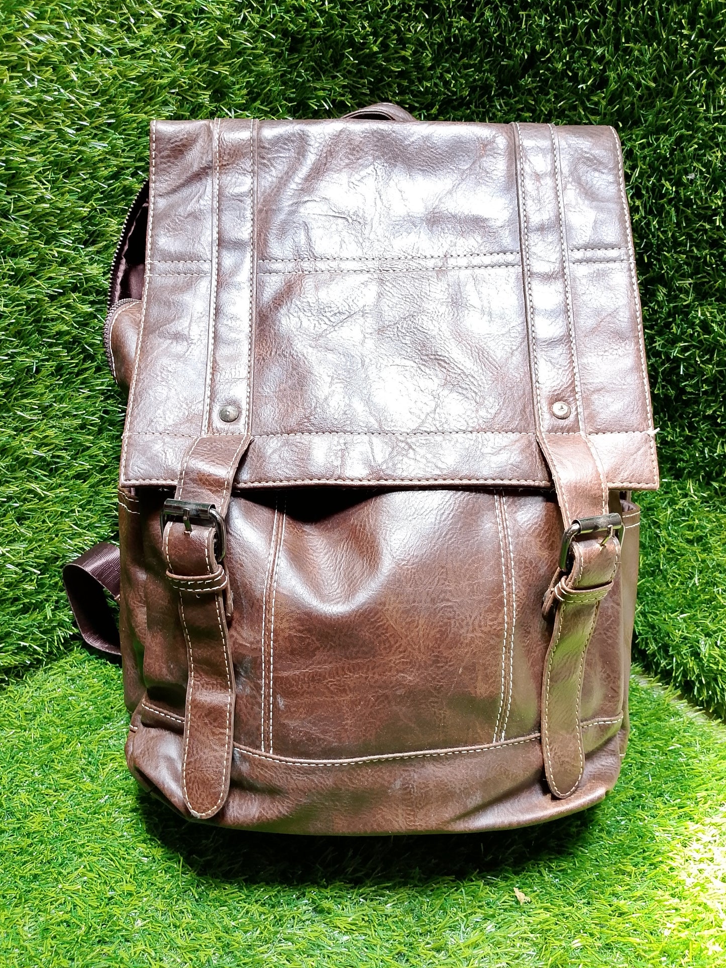 Vintage Large Capacity Men's Backpack PU Leather Preloved