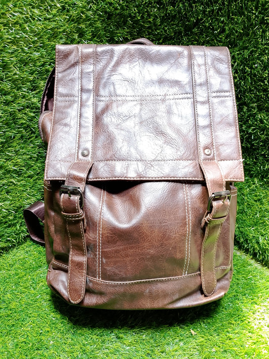 Vintage Large Capacity Men's Backpack PU Leather Preloved