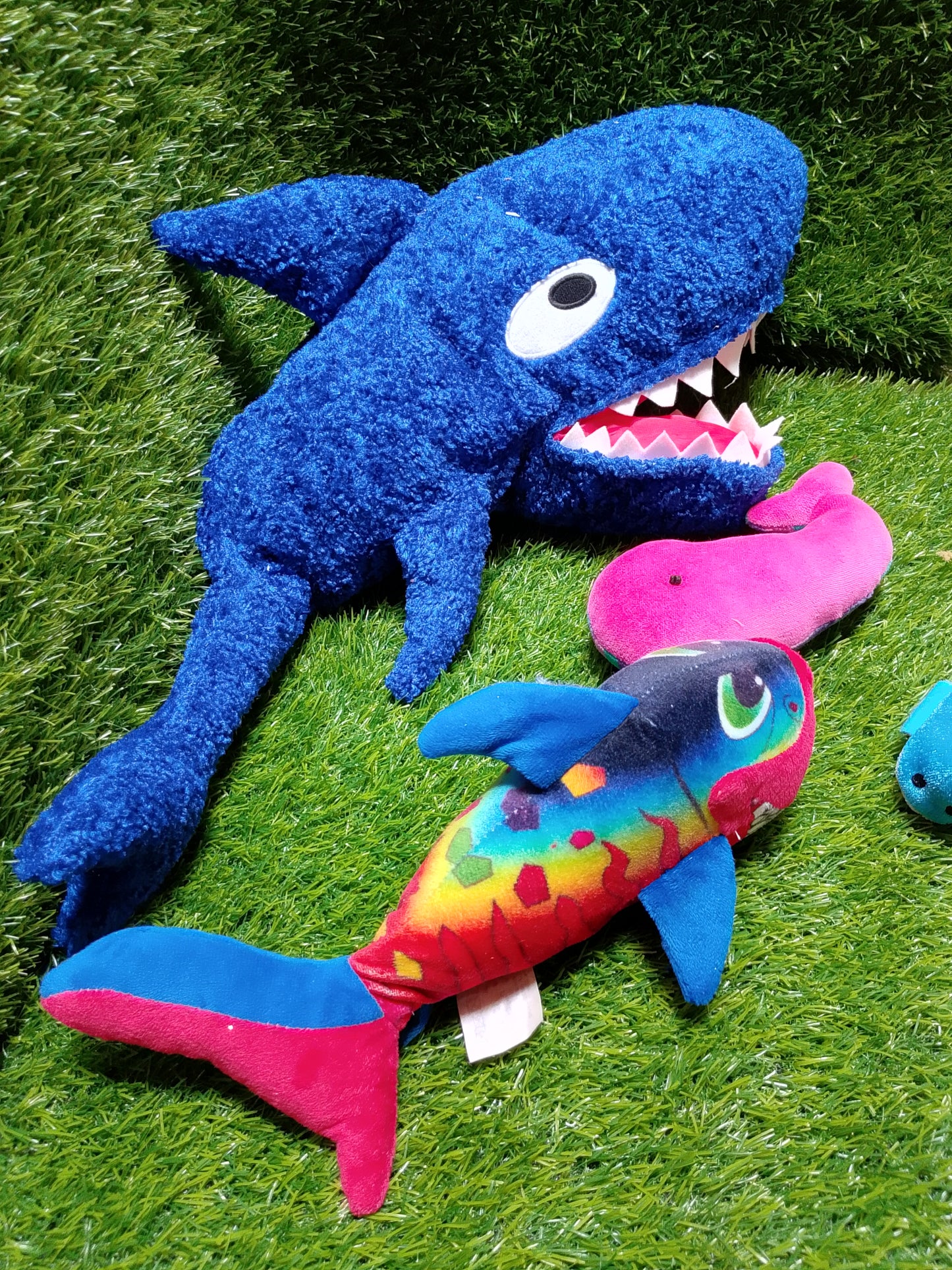 Ikea Shark Blue, set of 4, Preloved stuffed toys