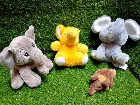 Soft elephants, set of 4, Preloved stuffed toys
