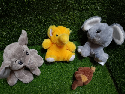 Soft elephants, set of 4, Preloved stuffed toys