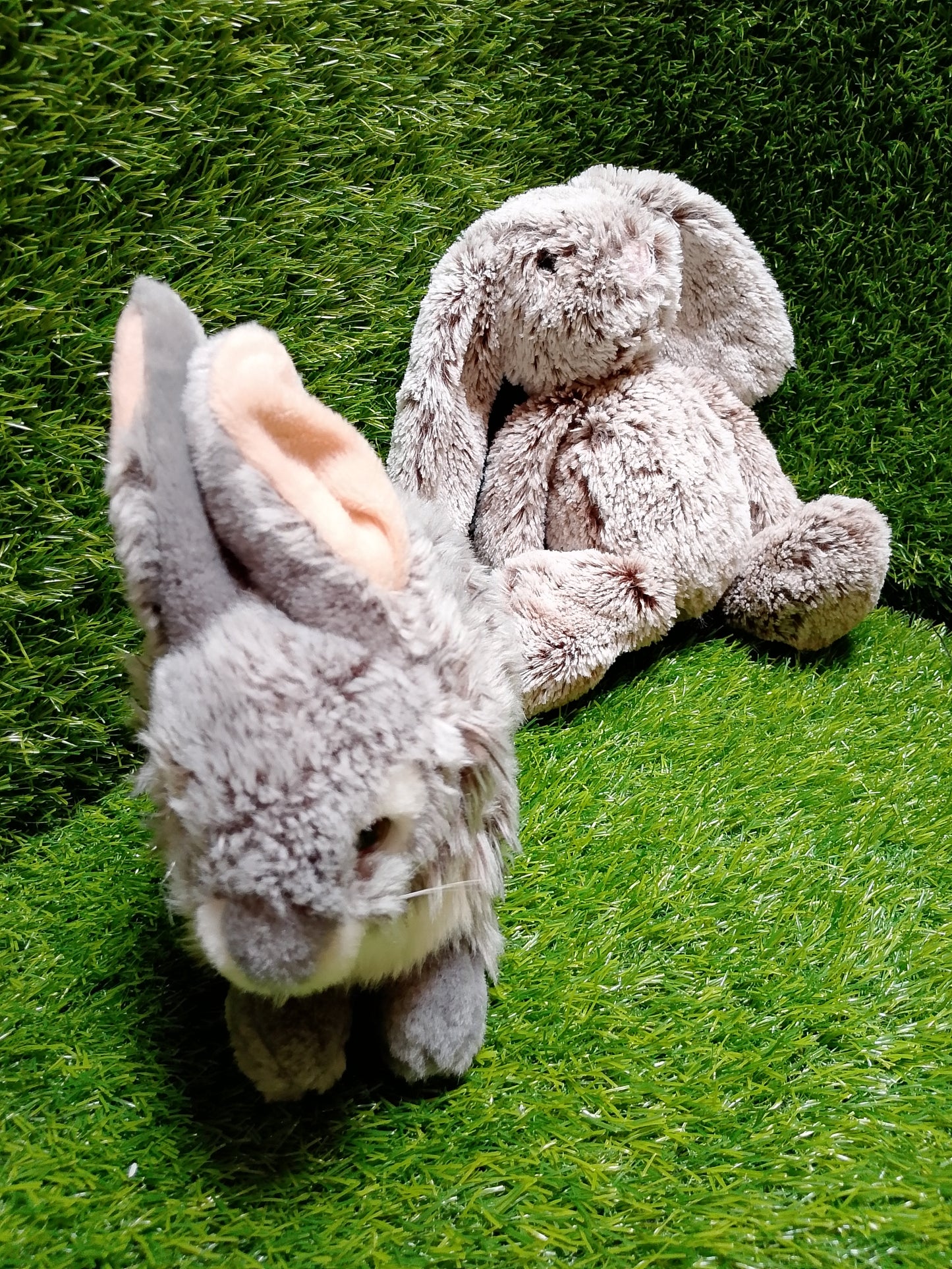 cute Grey Rabbits, set of 2, Preloved Stuffed Toys