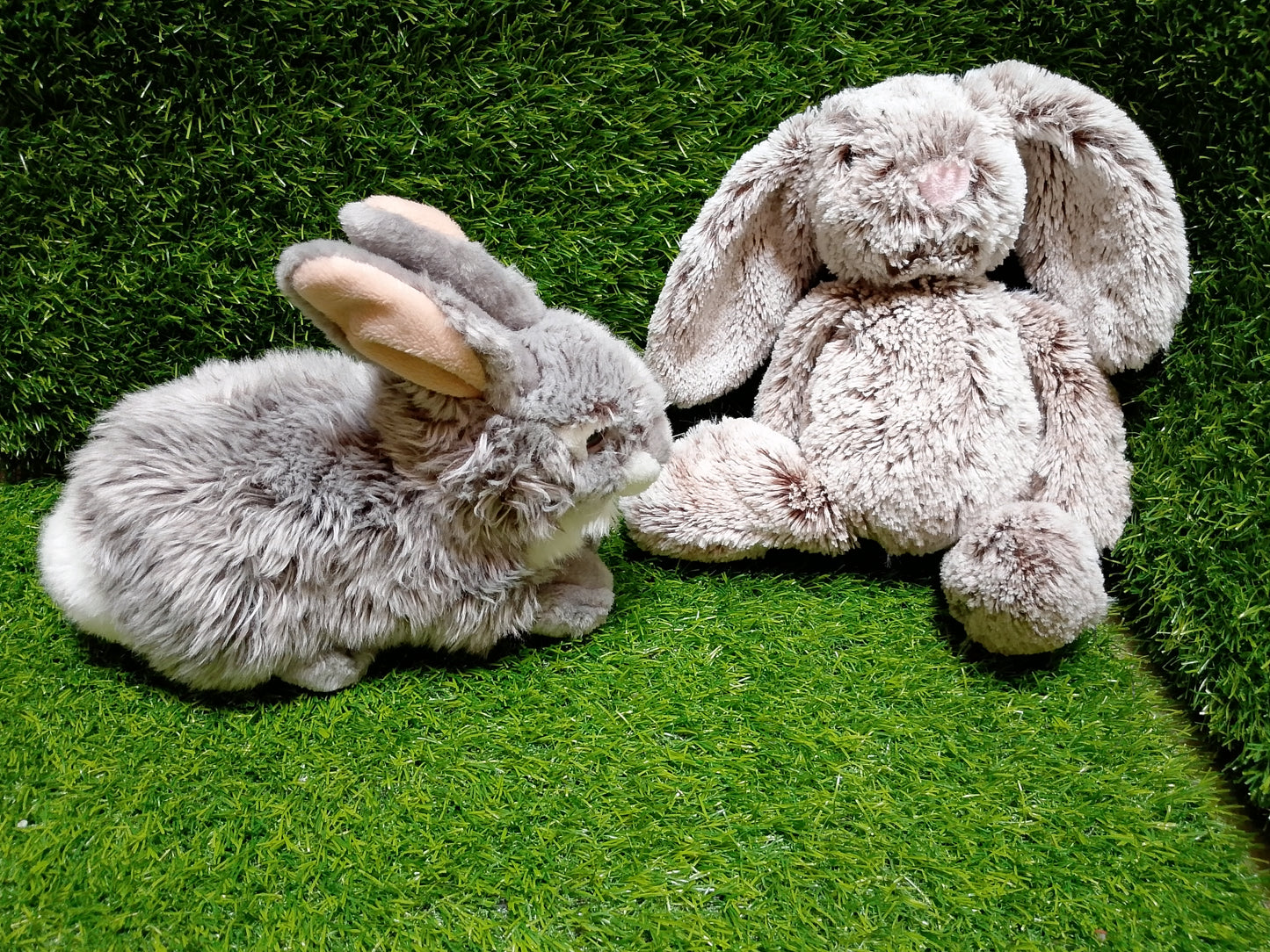 cute Grey Rabbits, set of 2, Preloved Stuffed Toys