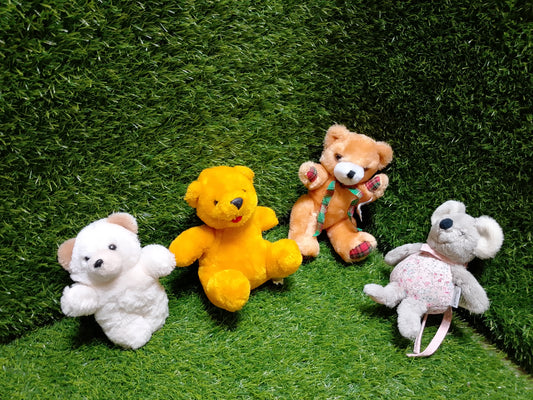 Cute Teddies, set of 4, Preloved Stuffed Toys