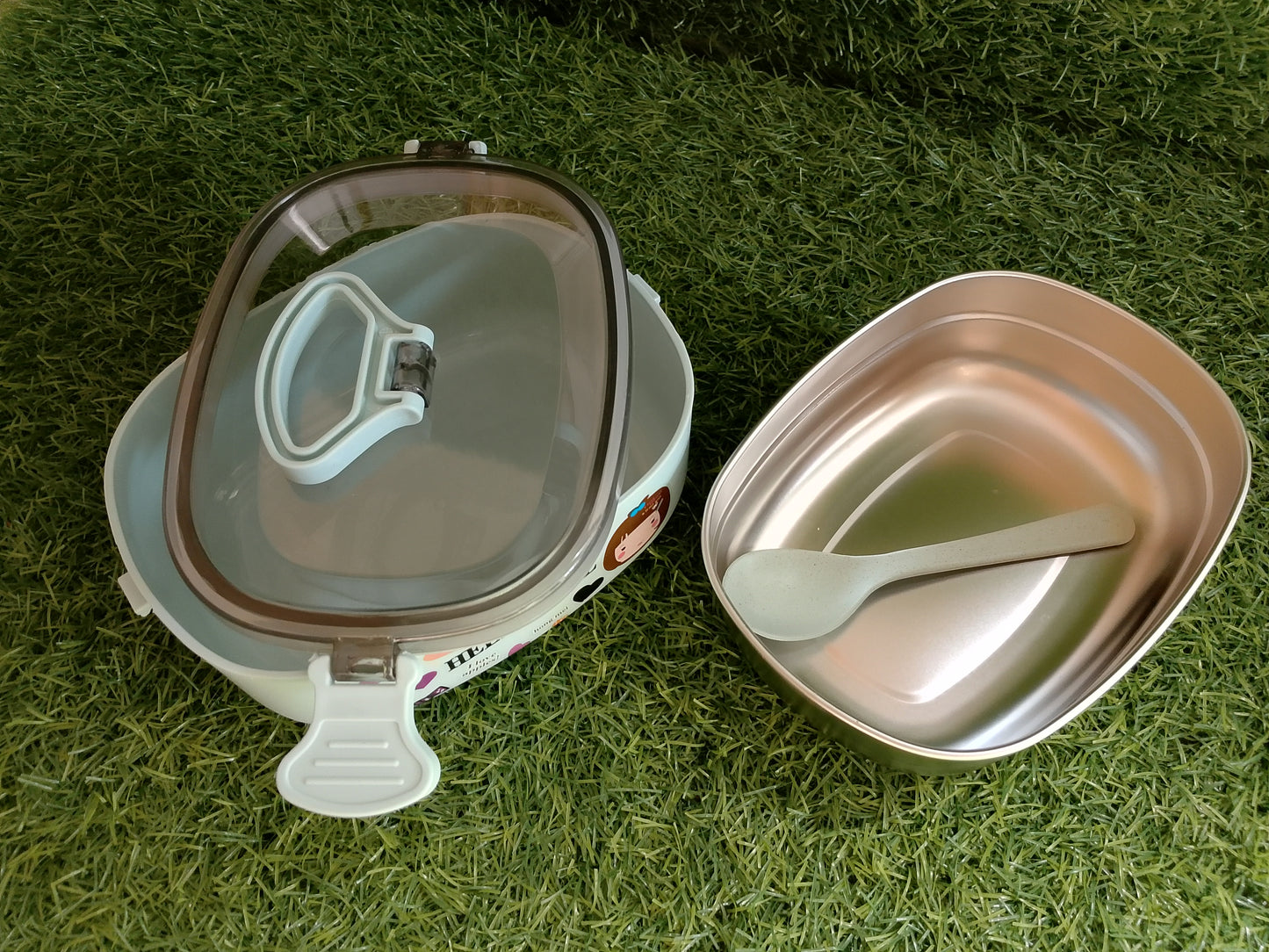 Cute Hello Girl Lunch Box with Spoon