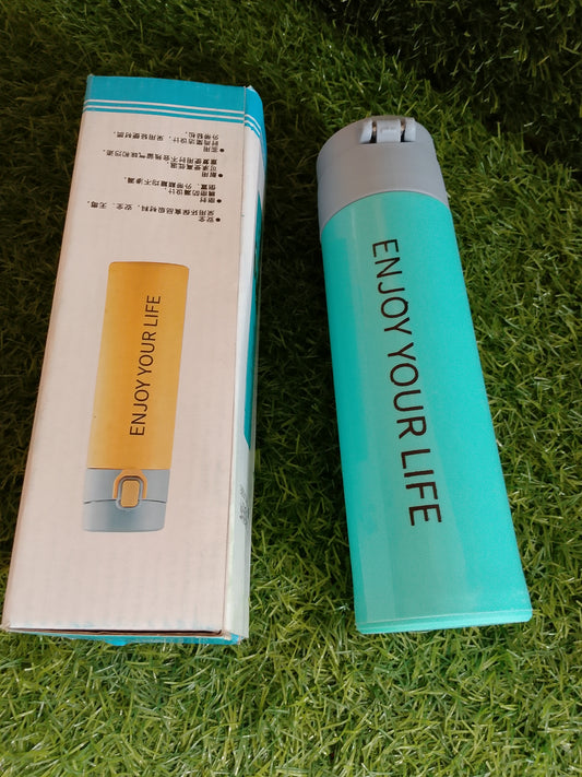 Blue Glass Thermos with Plastic Protector – Portable Glass Water Bottle