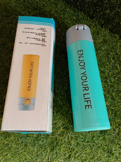 Blue Glass Thermos with Plastic Protector – Portable Glass Water Bottle