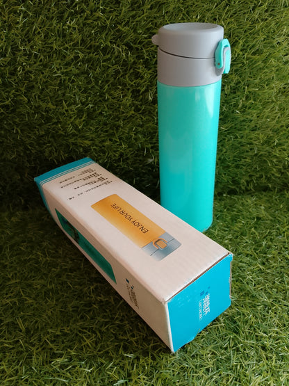 Blue Glass Thermos with Plastic Protector – Portable Glass Water Bottle