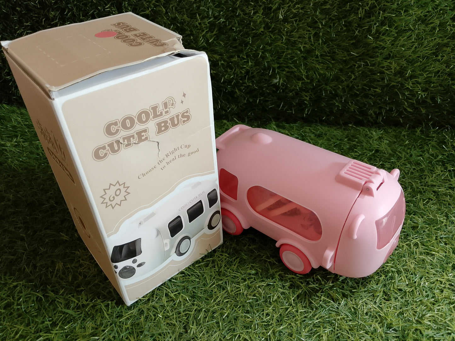 Kids Pink Bus-Shaped Water Bottle – Cool & Cute Bus Cup