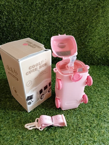 Kids Pink Bus-Shaped Water Bottle – Cool & Cute Bus Cup