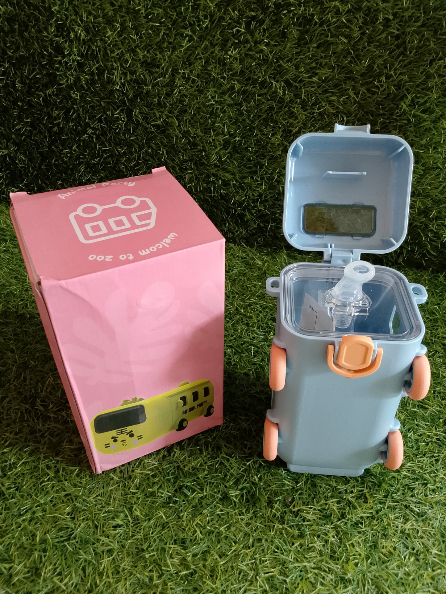 Kids Blue Bus-Shaped Water Bottle