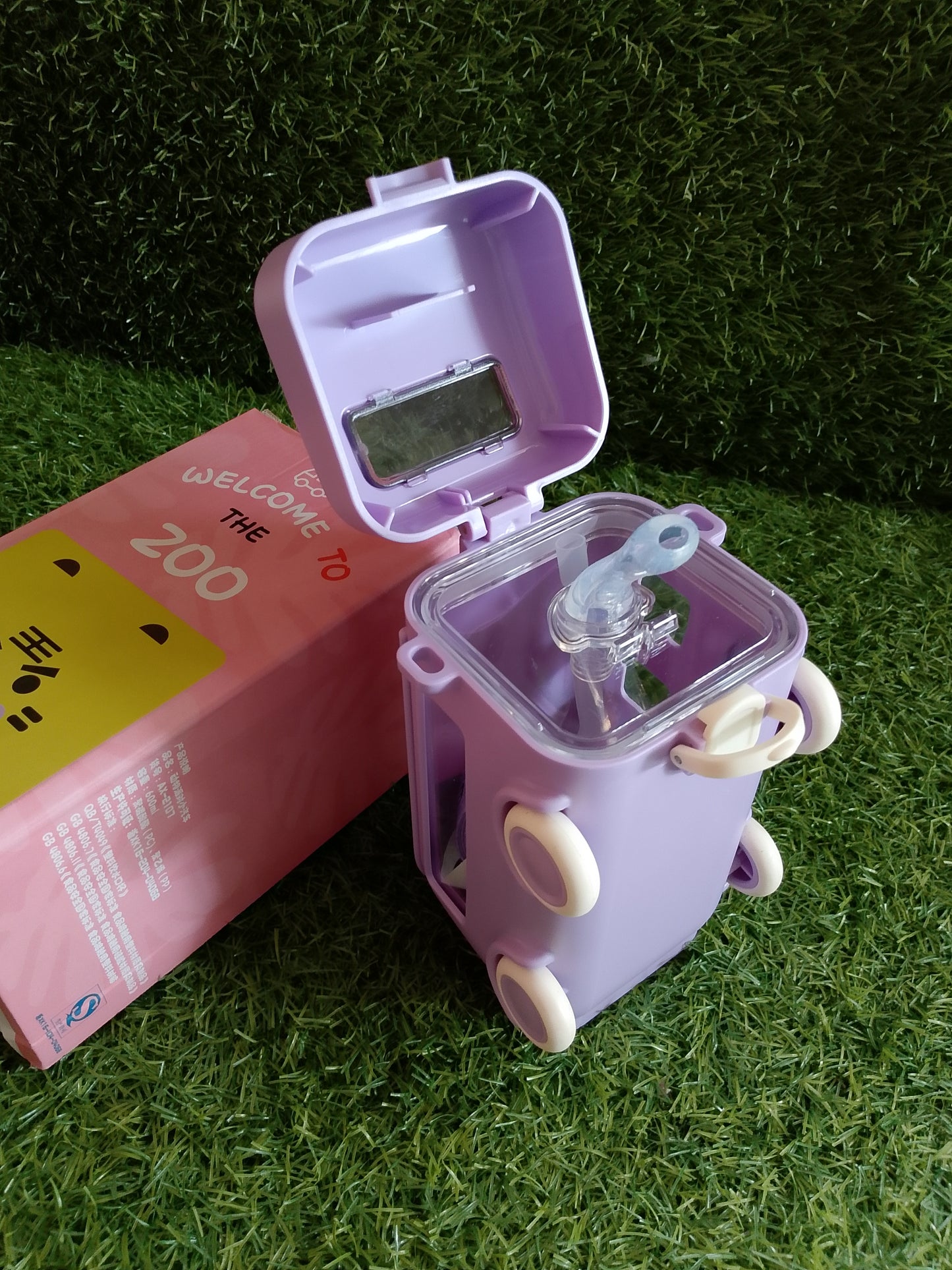 Kids Purple Bus-Shaped Water Bottle