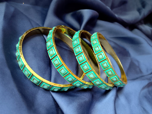 The Bold Square Inlay Statement Bangle Set