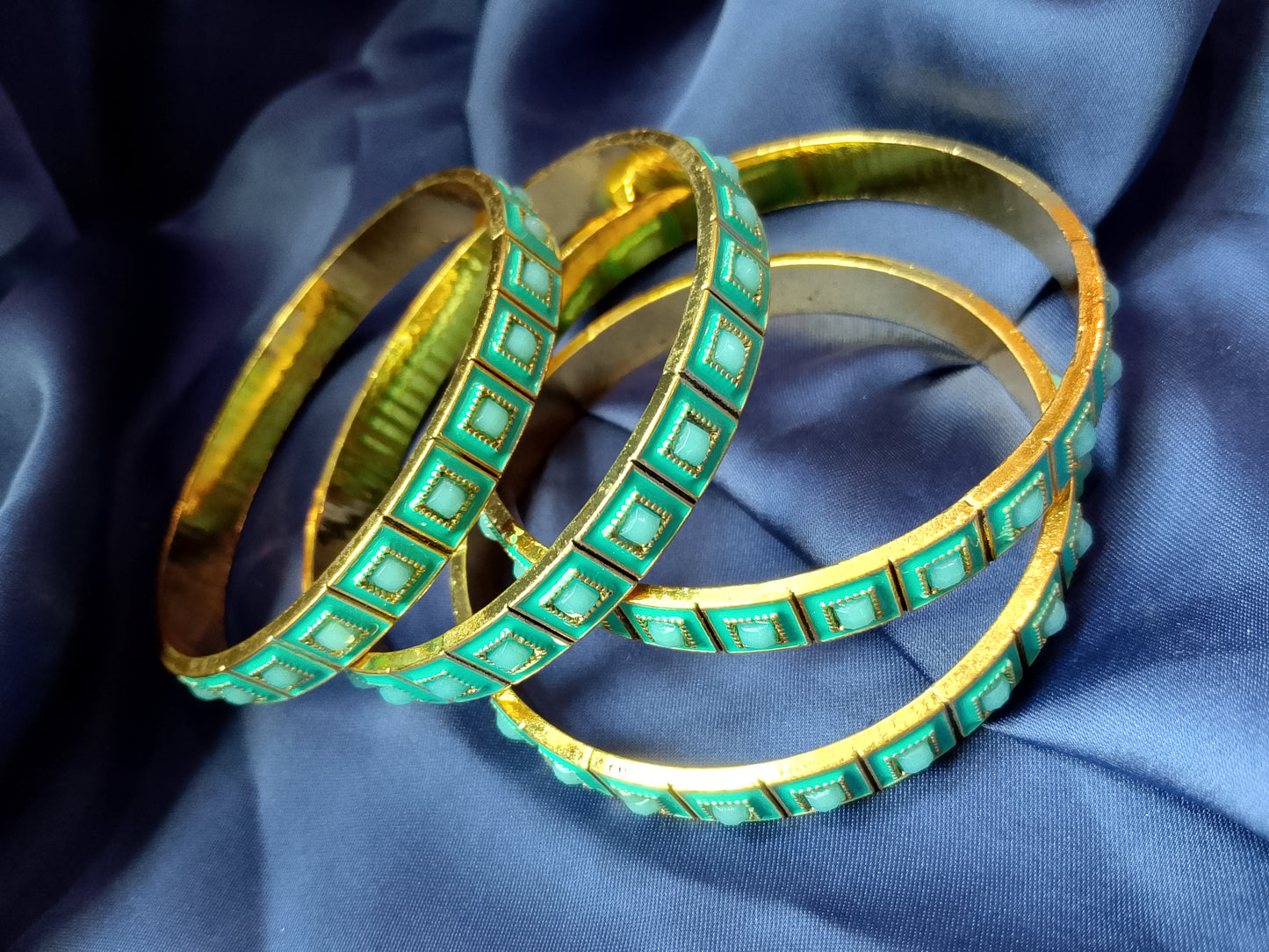 The Bold Square Inlay Statement Bangle Set