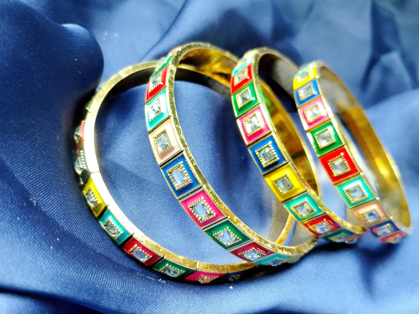 The Bold Square Inlay Statement Bangle Set