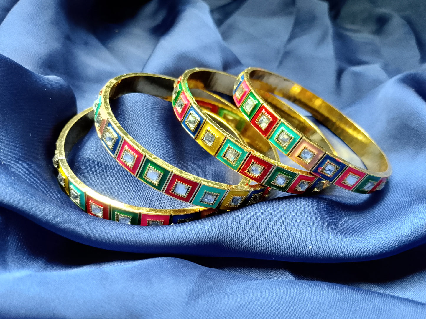 The Bold Square Inlay Statement Bangle Set