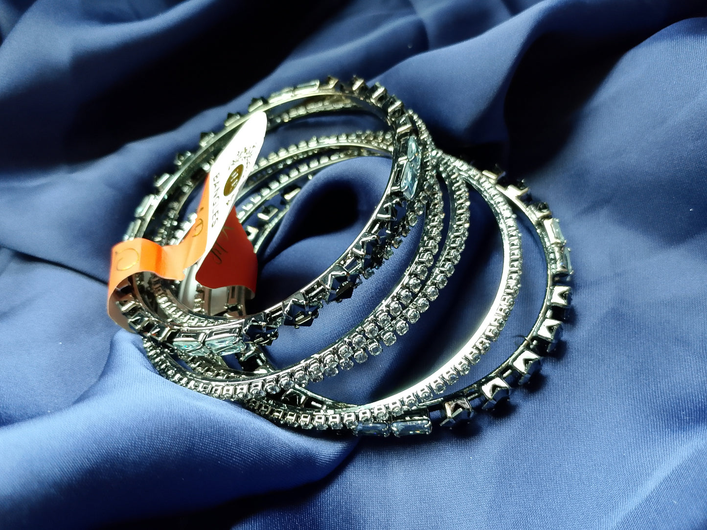 Edgy Gunmetal Pave & Baguette Bangle Set