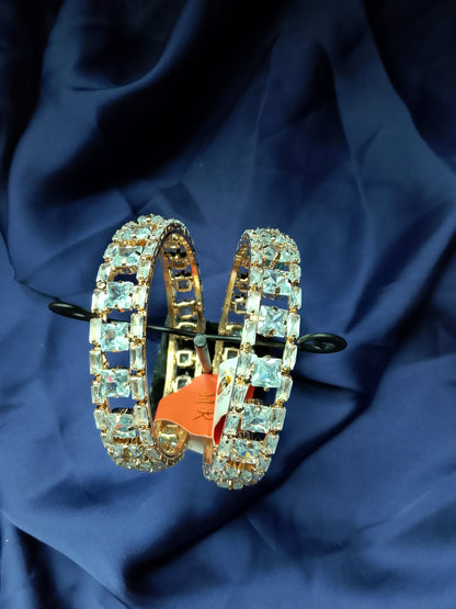 The Luxe Baguette & Pave Crystal Bangle Duo - Rose Gold