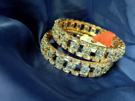 The Luxe Baguette & Pave Crystal Bangle Duo - Rose Gold