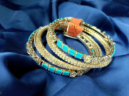 Bridal & Festive Gold-Tone Sparkle Bangle Stack