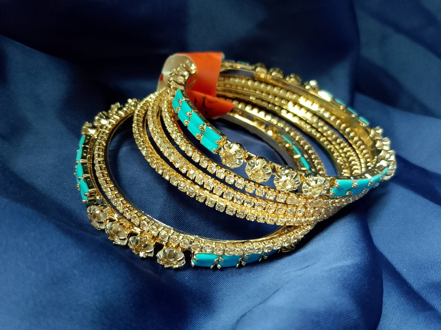 Bridal & Festive Gold-Tone Sparkle Bangle Stack