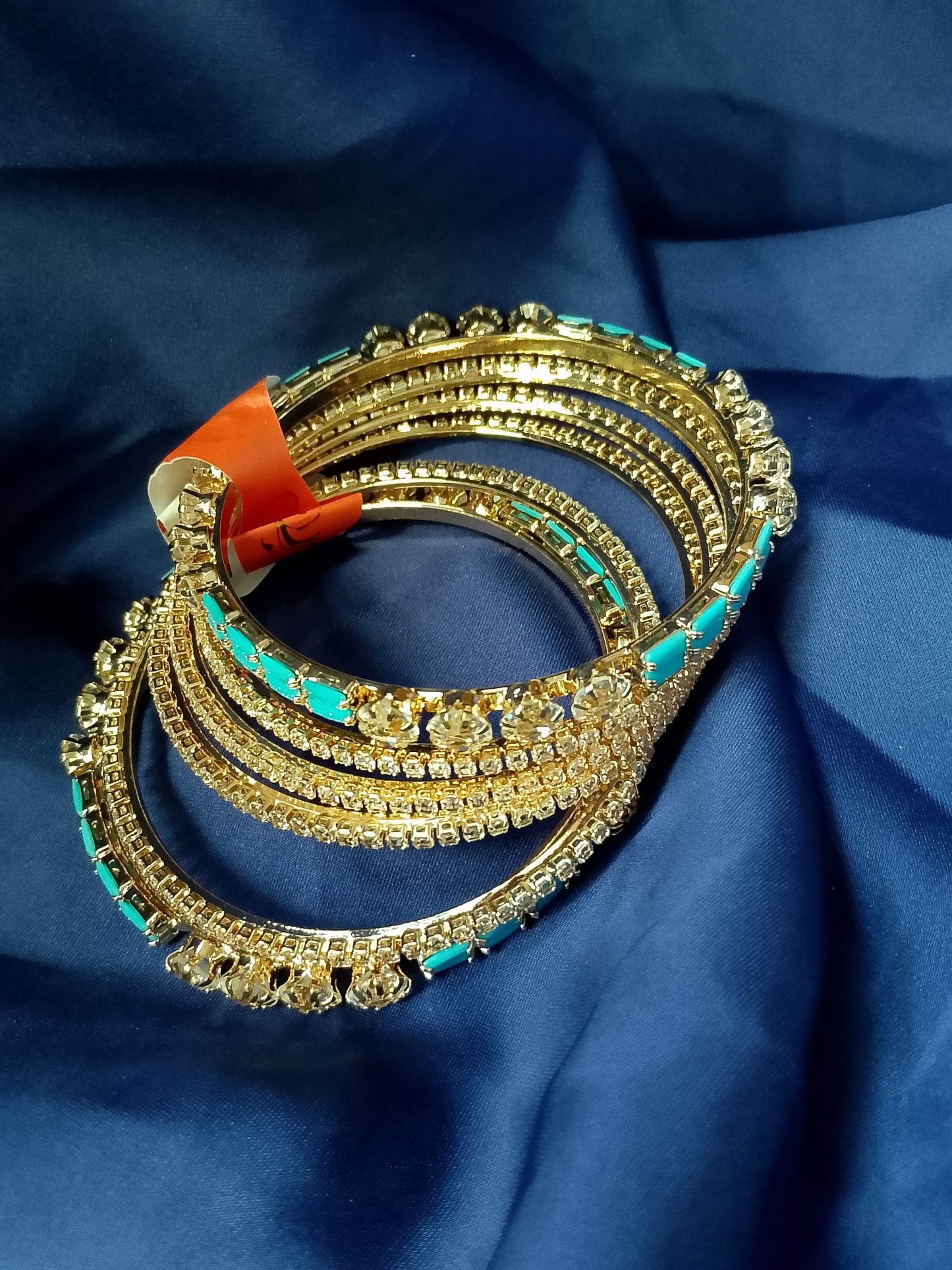 Bridal & Festive Gold-Tone Sparkle Bangle Stack