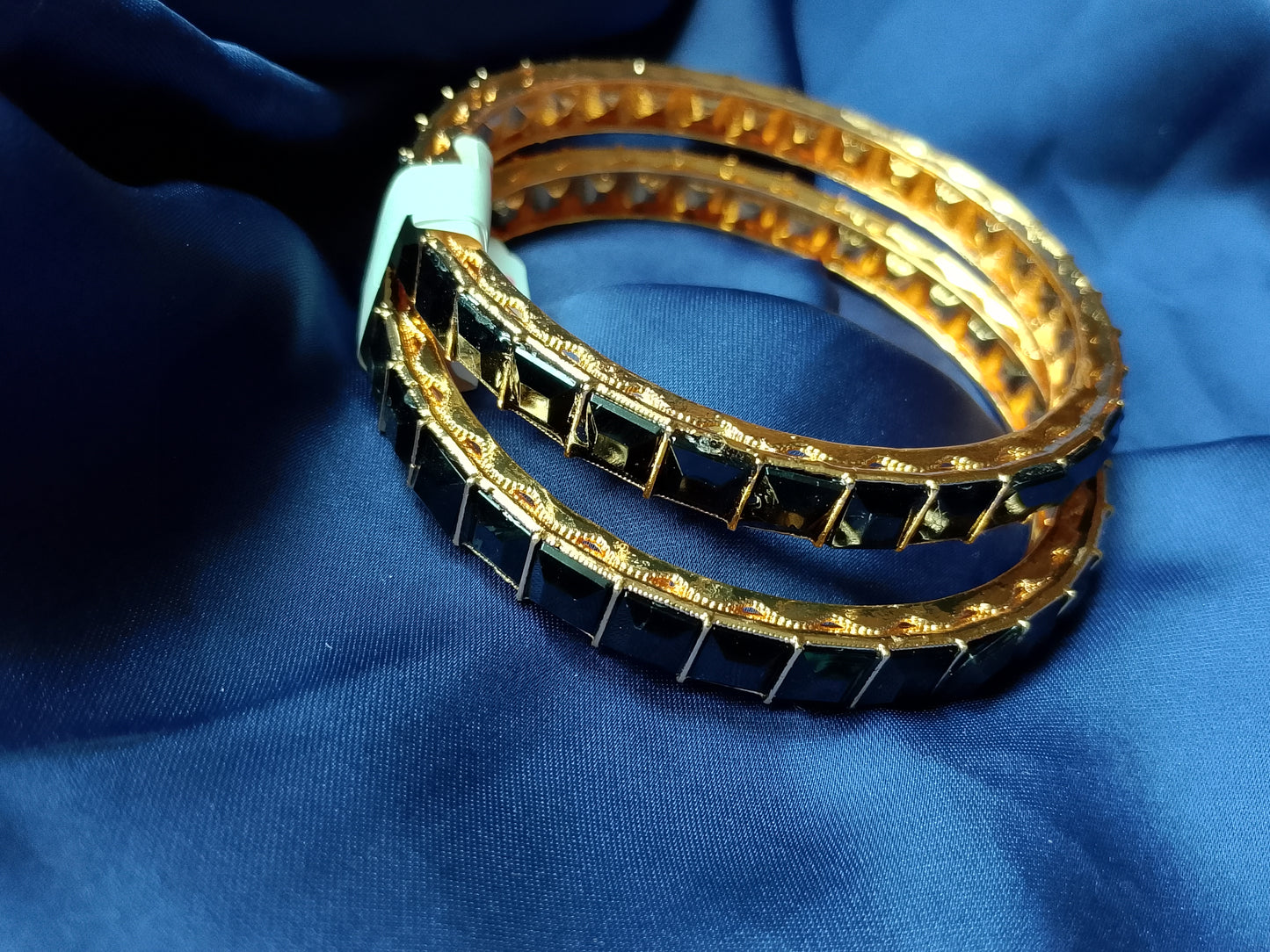 The Bold Square Stone Statement Bangle Duo