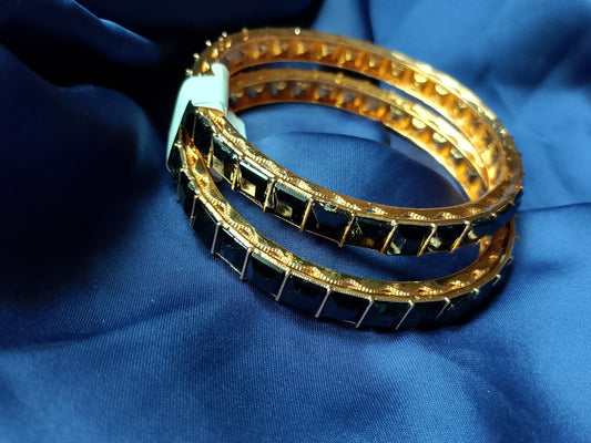 The Bold Square Stone Statement Bangle Duo