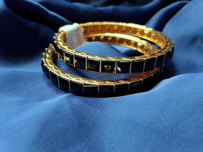 The Bold Square Stone Statement Bangle Duo