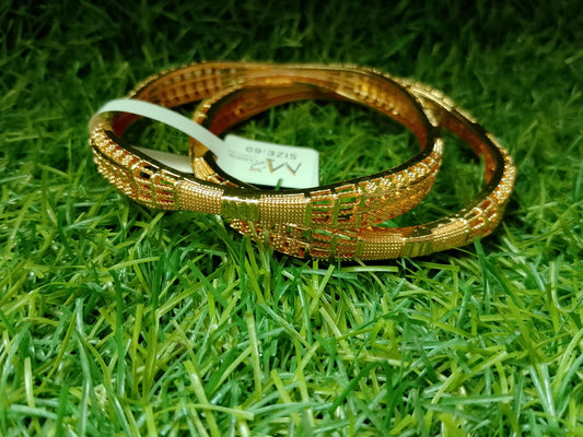 Wide Textured Gold Stacking Bangles (Set of 2)