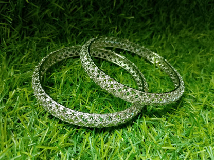 The Dazzling Crystal Pave Stacking Bangle Duo