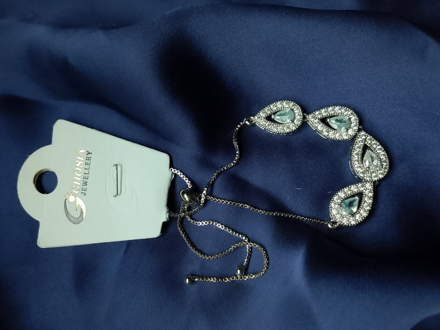 Pear-Cut Crystal Teardrop Slider Bracelet