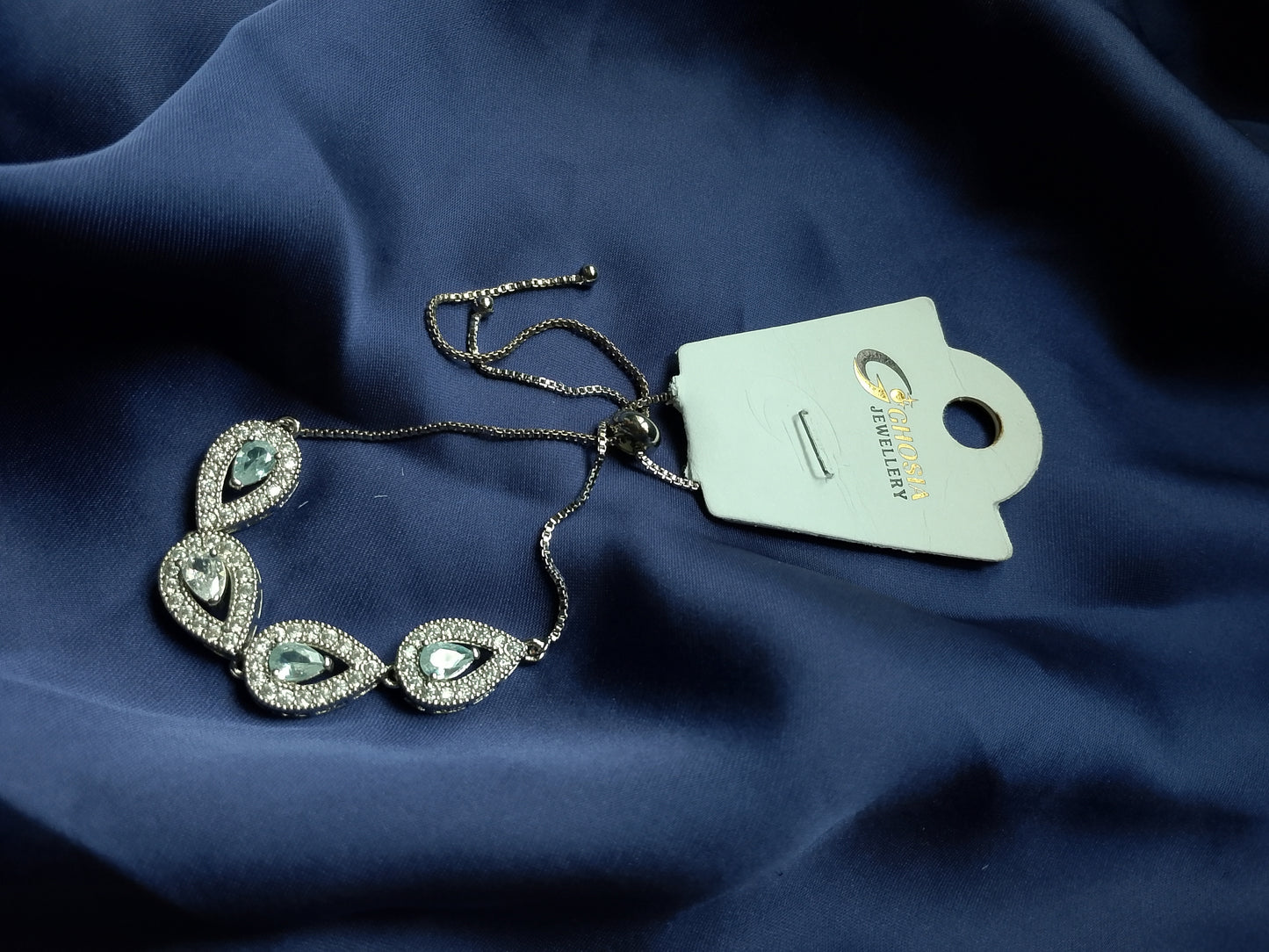 Pear-Cut Crystal Teardrop Slider Bracelet