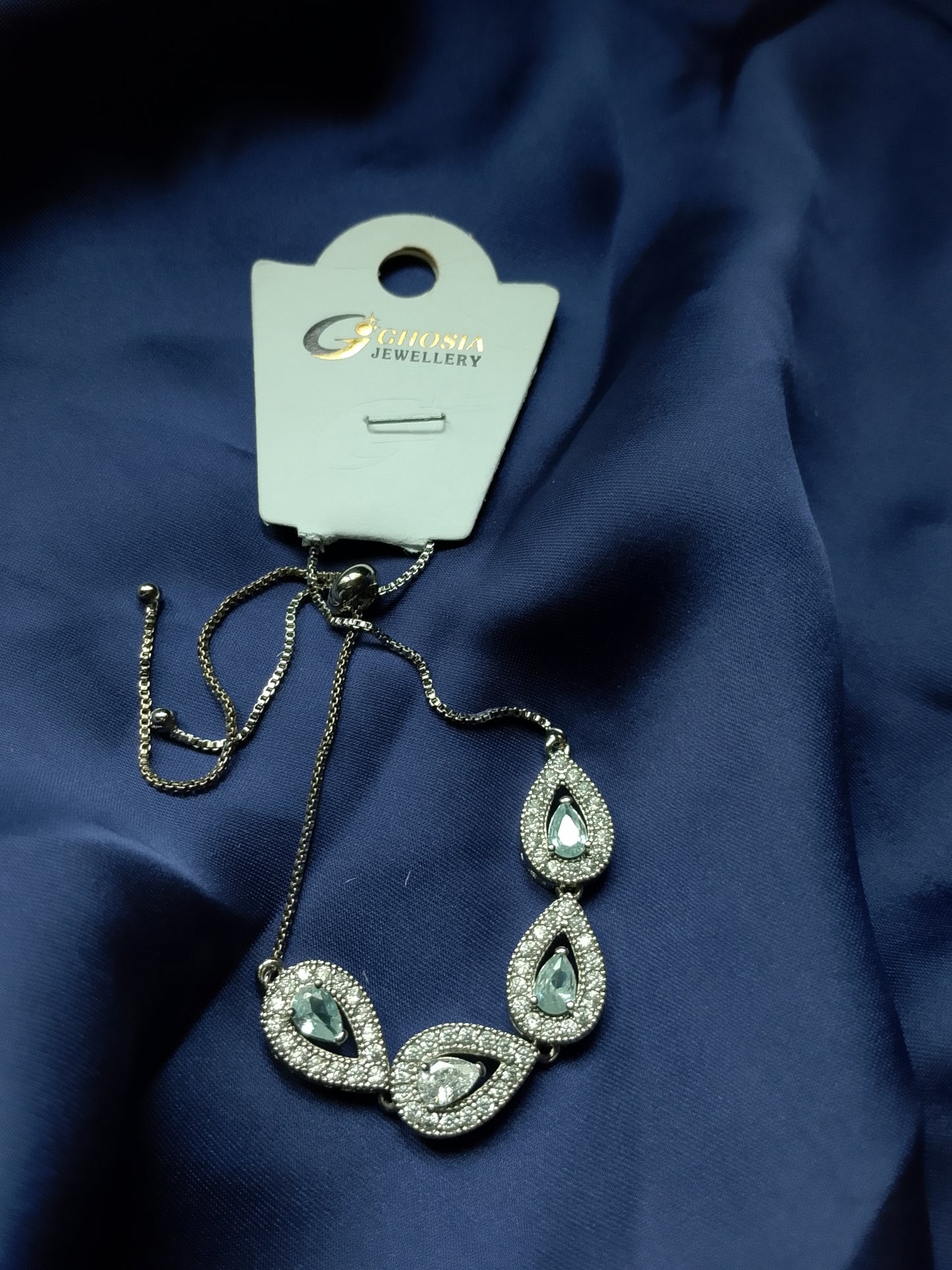 Pear-Cut Crystal Teardrop Slider Bracelet