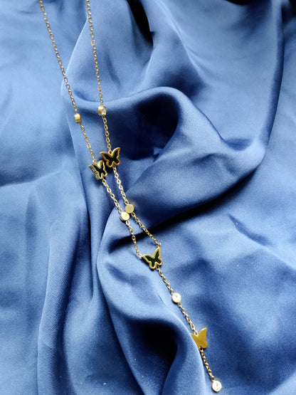 Classic Beaded Chain with Rose Pendant Necklace