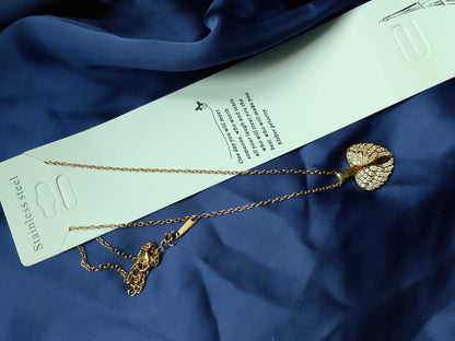 Golden Angel Wings Pendant Necklace