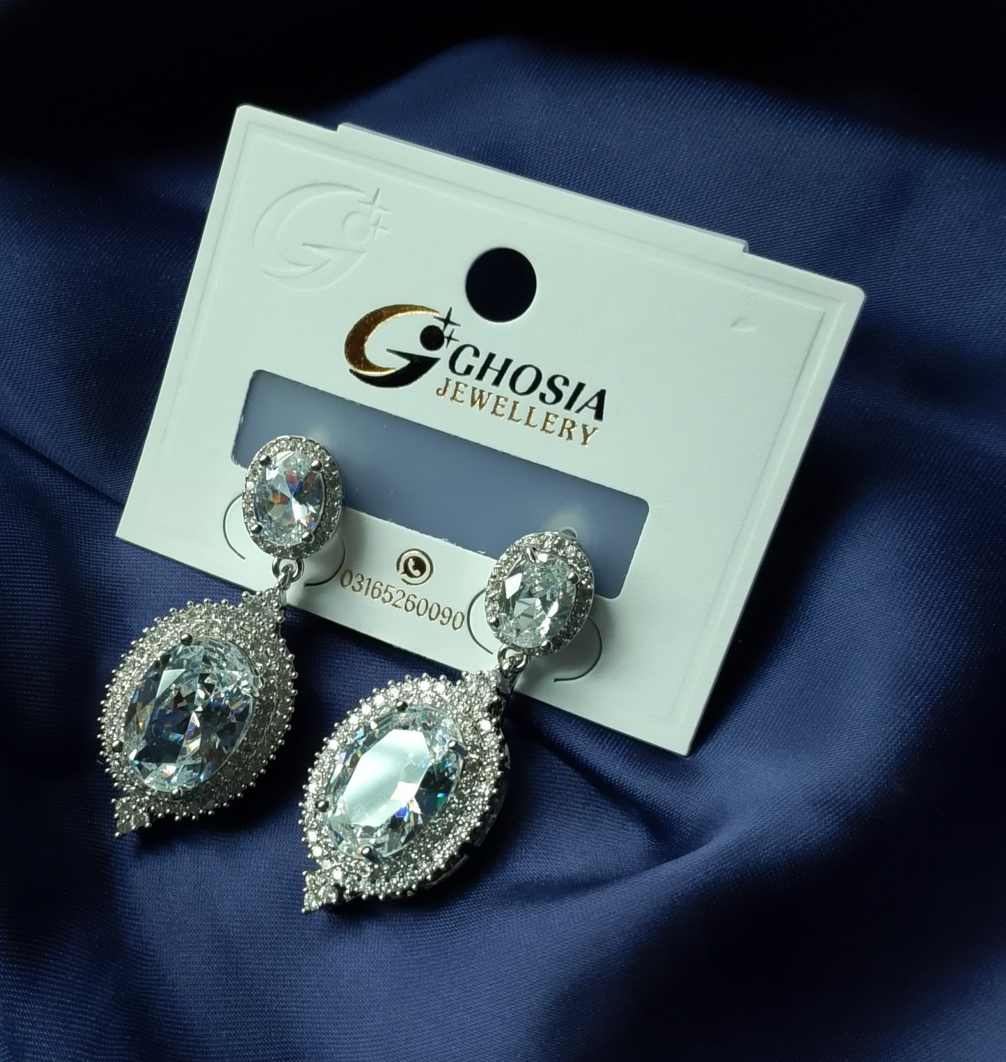 Elegant Statement Drop Earrings - Black Teardrop with Crystal Halo