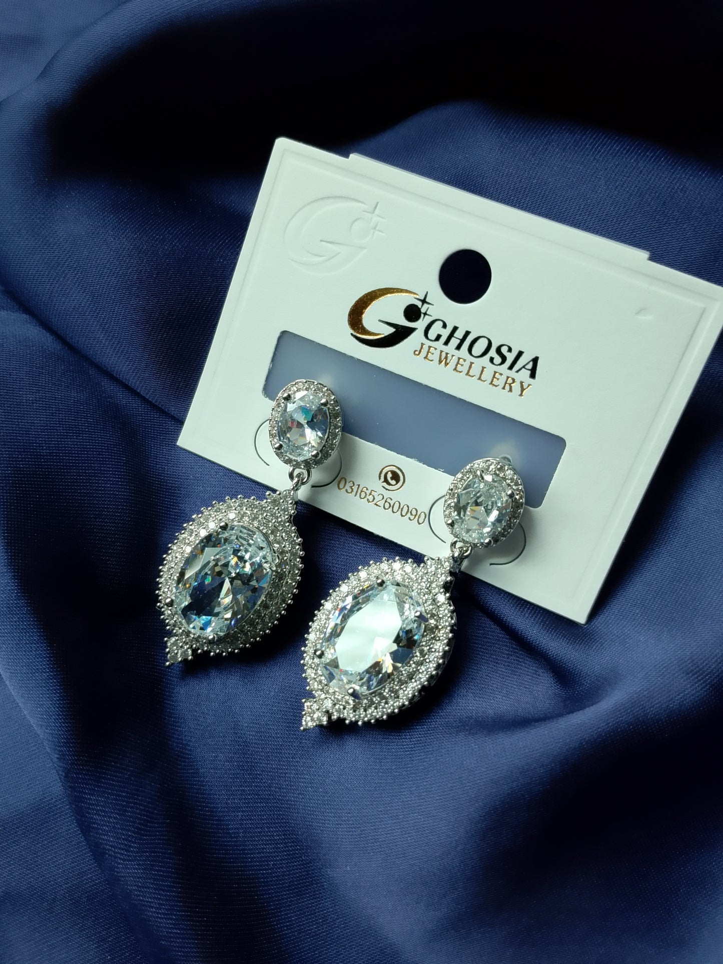 Elegant Statement Drop Earrings - Black Teardrop with Crystal Halo