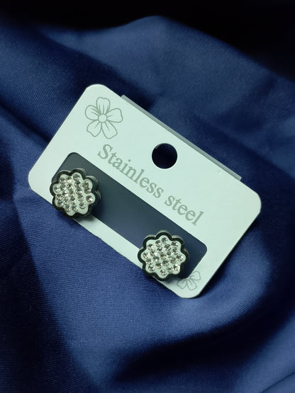 Dazzling Crystal Pavé Stainless Steel Stud Earrings