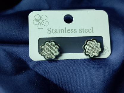 Dazzling Crystal Pavé Stainless Steel Stud Earrings